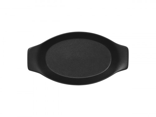 Plat à oreilles ovale noir porcelaine vitrifiée 25x13,5 cm Neo Fusion Rak