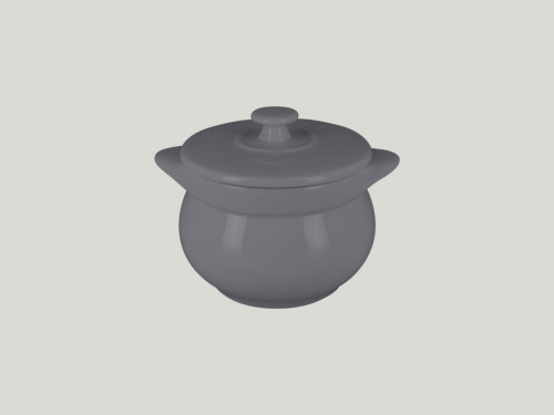 Soupière avec couvercle rond gris porcelaine vitrifiée Ø 10,8 cm Chefs Fusion Rak