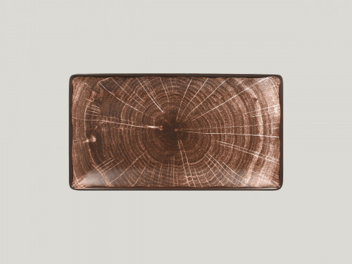Assiette plate rectangulaire marron porcelaine vitrifiée 33,8x18,3 cm Woodart Rak
