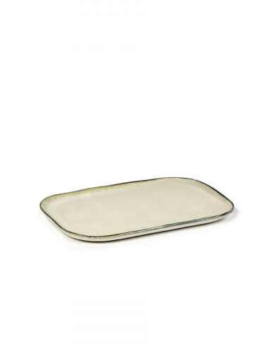 Assiette plate rectangulaire ivoire grès émaillé 23x15 cm Merci Serax