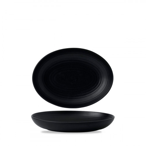 Assiette creuse ovale noir porcelaine 26,7x19,7 cm Evo Dudson