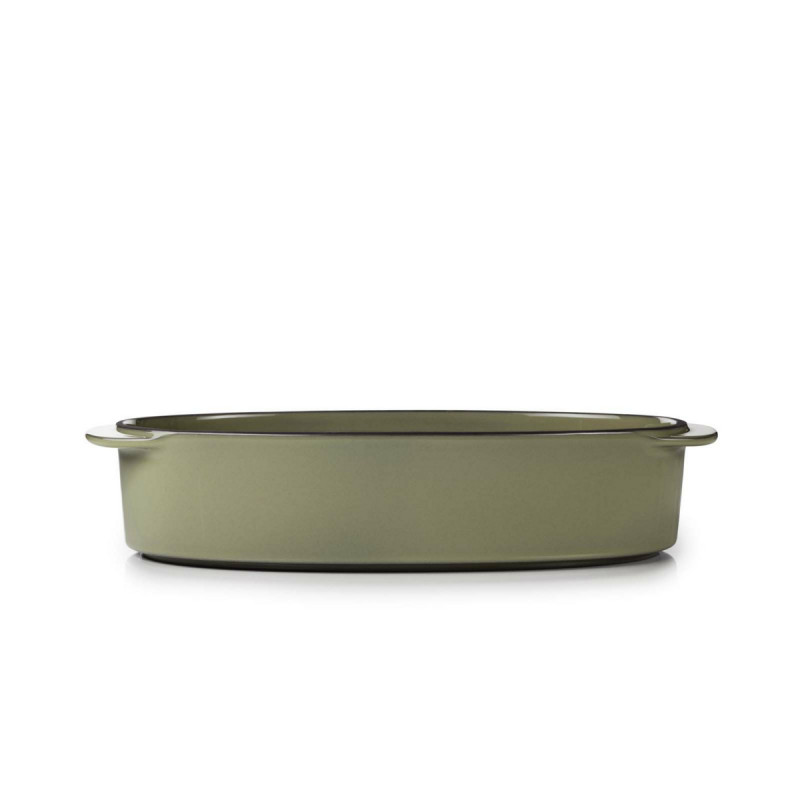 Plat ovale vert porcelaine culinaire 26 cm Caractere Revol