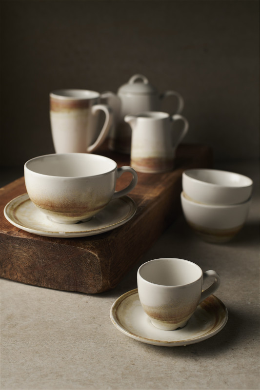 Tasse à cappuccino beige porcelaine vitrifiée 34 cl Ø 11 cm Finca Dudson