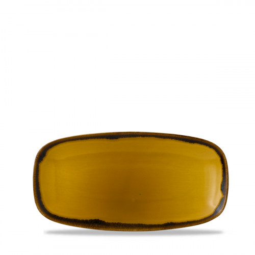 Assiette coupe plate rectangulaire jaune porcelaine vitrifiée 29,8x15,3 cm Harvest Dudson