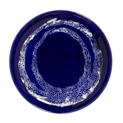 Assiette plate rond lapis lazuli swirl - points blancs grès émaillé Ø 19 cm Feast By Ottolenghi Serax