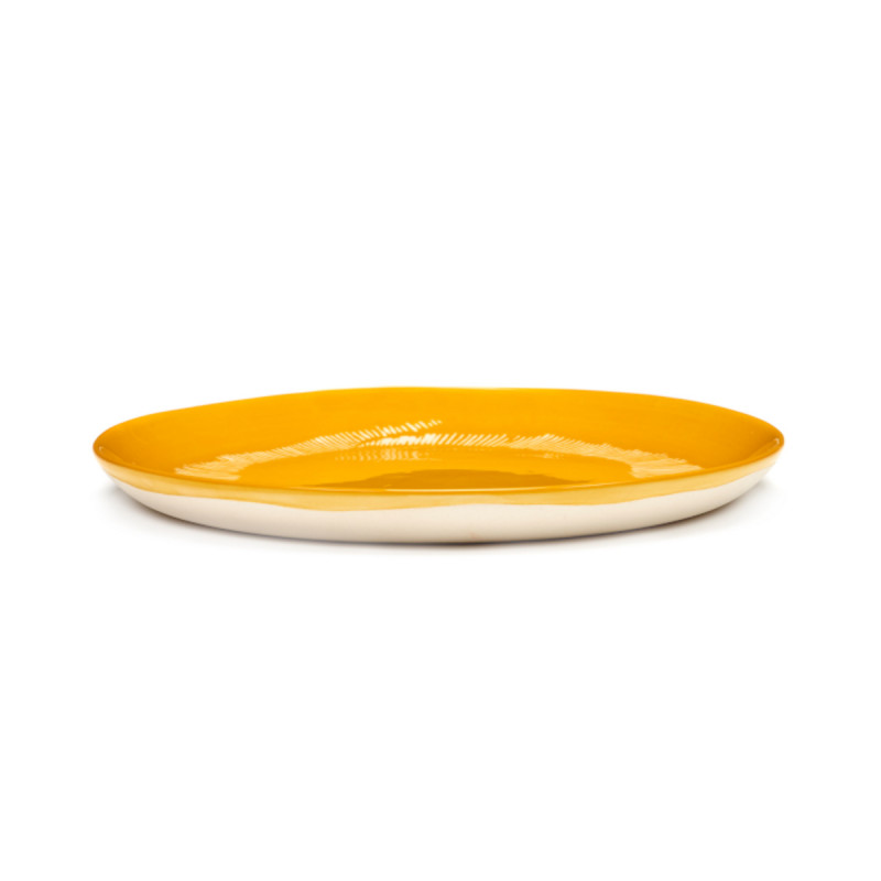 Assiette plate rond sunny yellow - stripes blanc grès émaillé Ø 22,5 cm Feast By Ottolenghi Serax