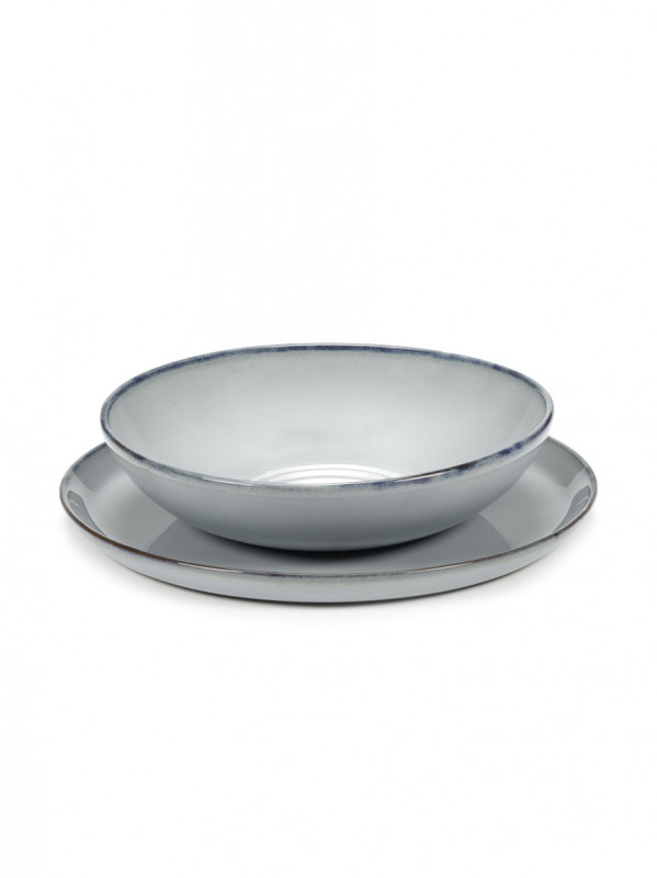 Assiette creuse rond bleu grès Ø 19,5 cm Pure Blue Serax