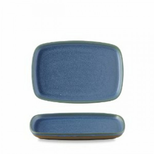 Assiette à partager rectangulaire bleu porcelaine 22x15 cm Emerge Churchill
