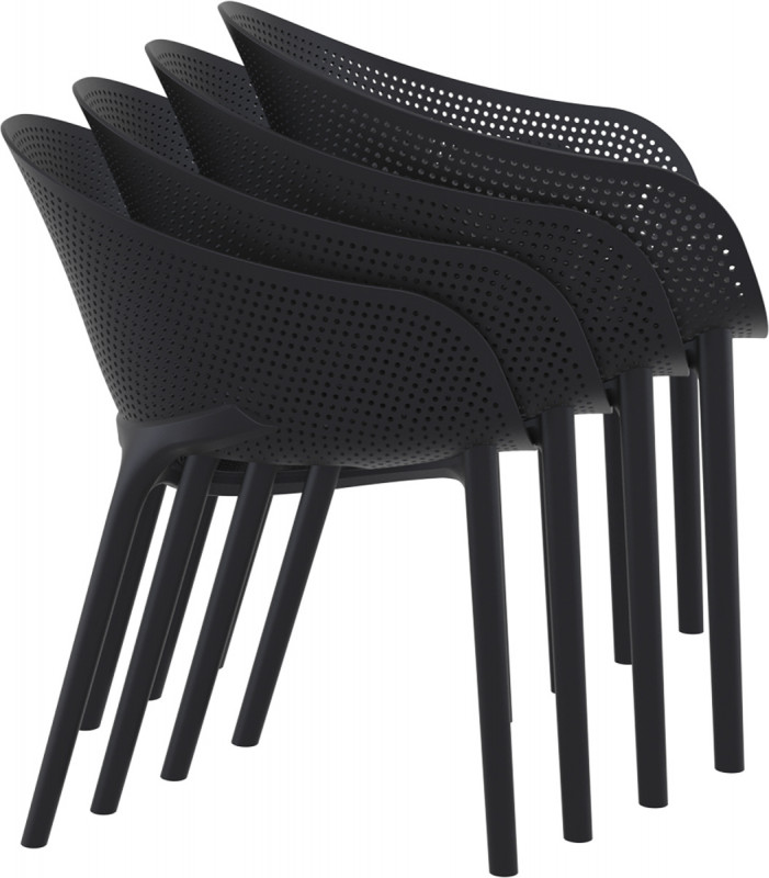 Fauteuil de terrasse noir 81x54x60 cm Sky