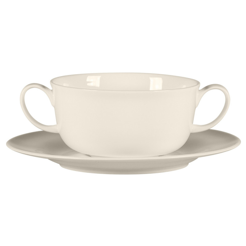 Tasse à bouillon avec 2 anses rond ivoire porcelaine bone china 30 cl Ø 10,8 cm Bravura Rak