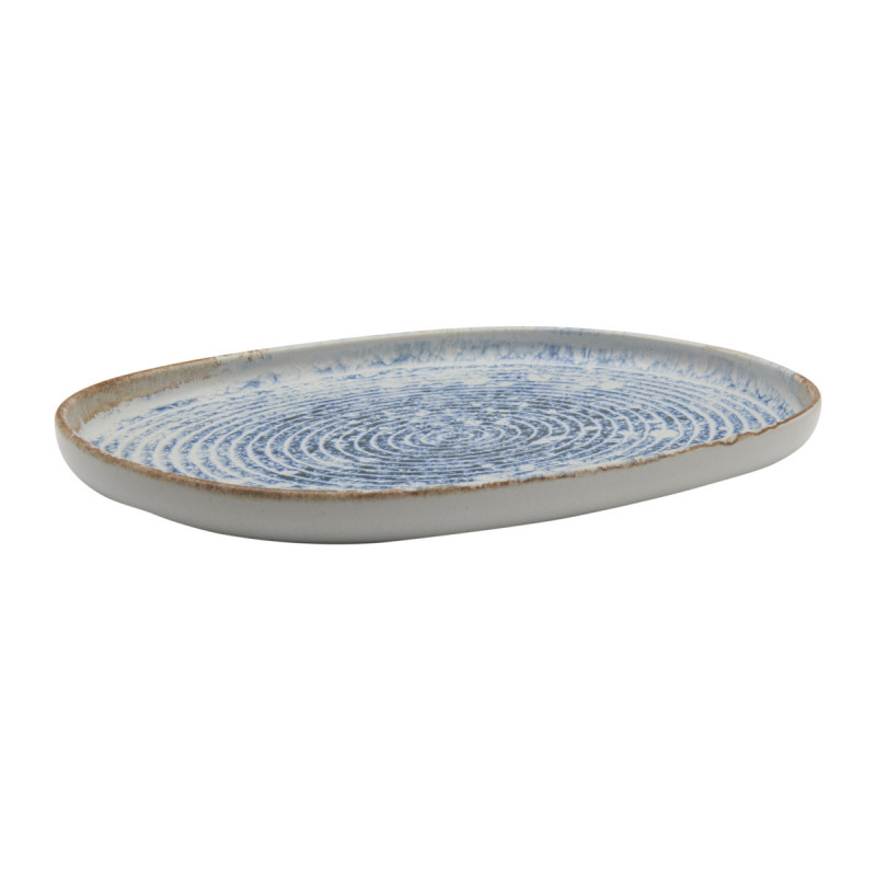Assiette ovale bleu grès 33x22,5 cm Ice Accolade
