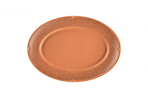 Assiette plate ovale Tero Décor Denia porcelaine 38,2x26,9 cm Earth Rak