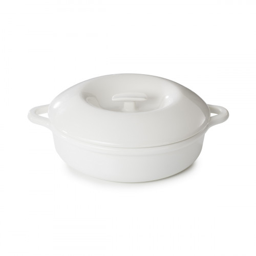 Cocotte avec couvercle pour induction rond Blanc albâtre porcelaine culinaire Ø 31 cm Bombance Revol