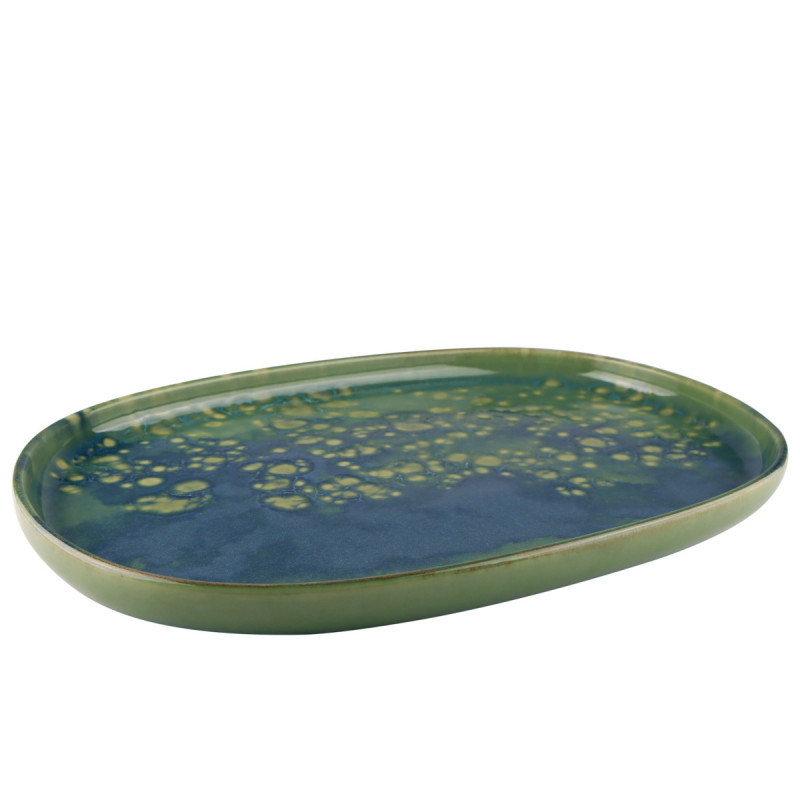 Assiette ovale bleu grès 33x22,5 cm Magic Accolade