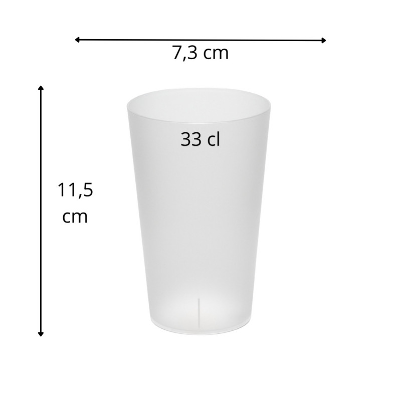 Carton 500 gobelets réutilisables givrés polypropylène (pp) 33 cl